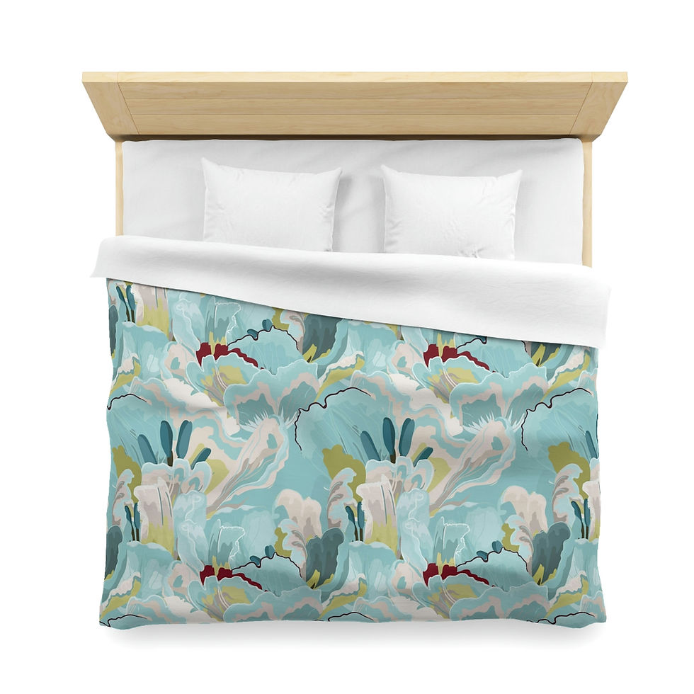 Thumbnail: Beautiful Watercolor Tulips Microfiber Duvet Cover