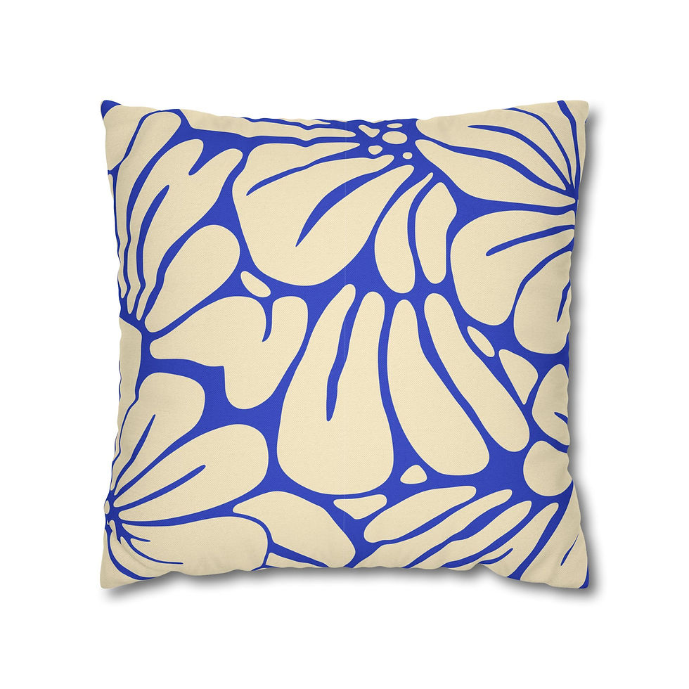 Thumbnail: Blue Floral Decorative Pillowcase — Modern Botanical Throw Pillow Cover