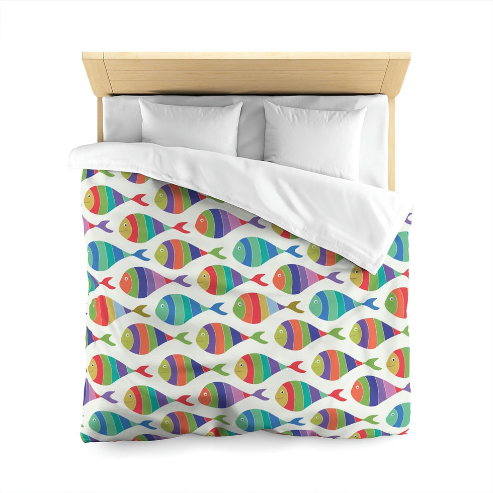Thumbnail: Colorful Fish  Microfiber Duvet Cover