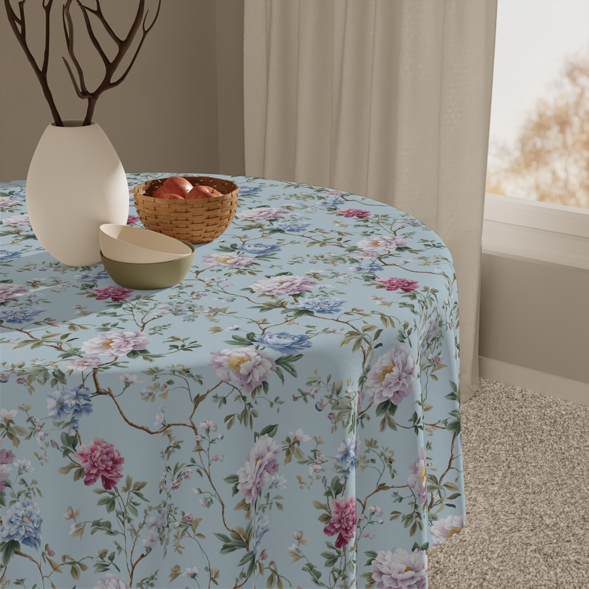 Sarah Vintage Floral Tablecloth, Charming Cottage Decor 
