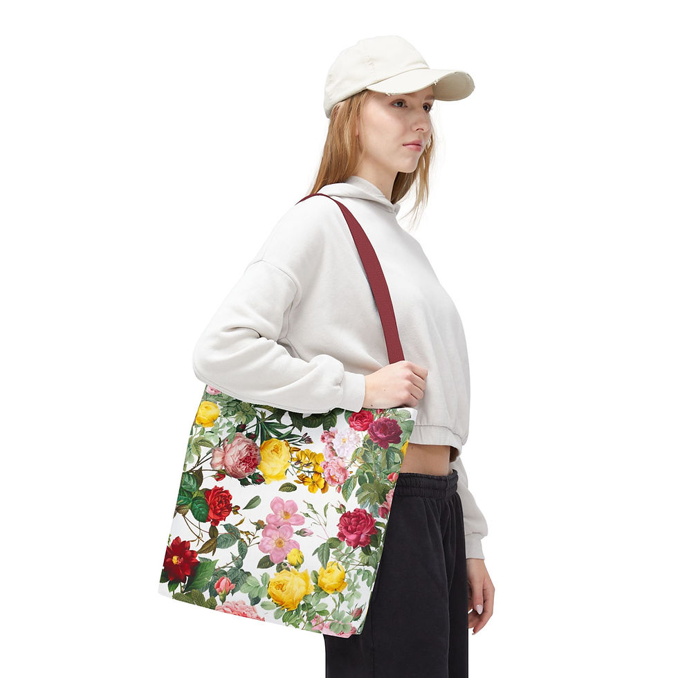 Thumbnail: English Rose Floral Watercolor Tote Bag — Vintage Garden Roses 