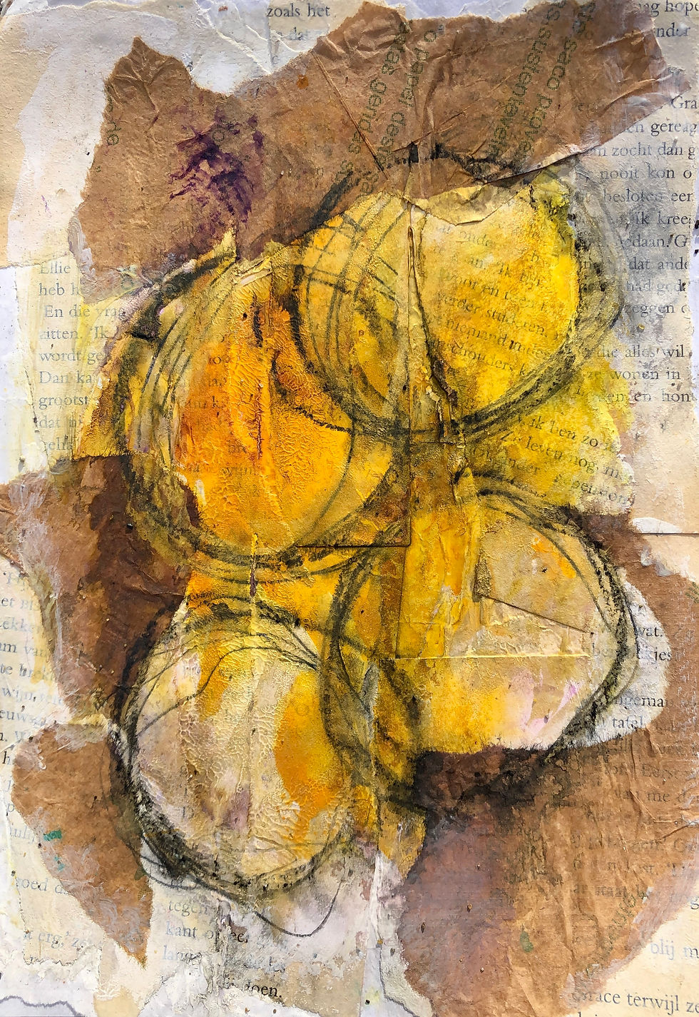 Miniatyrbild: Konst mixed media originalmålning blandteknik