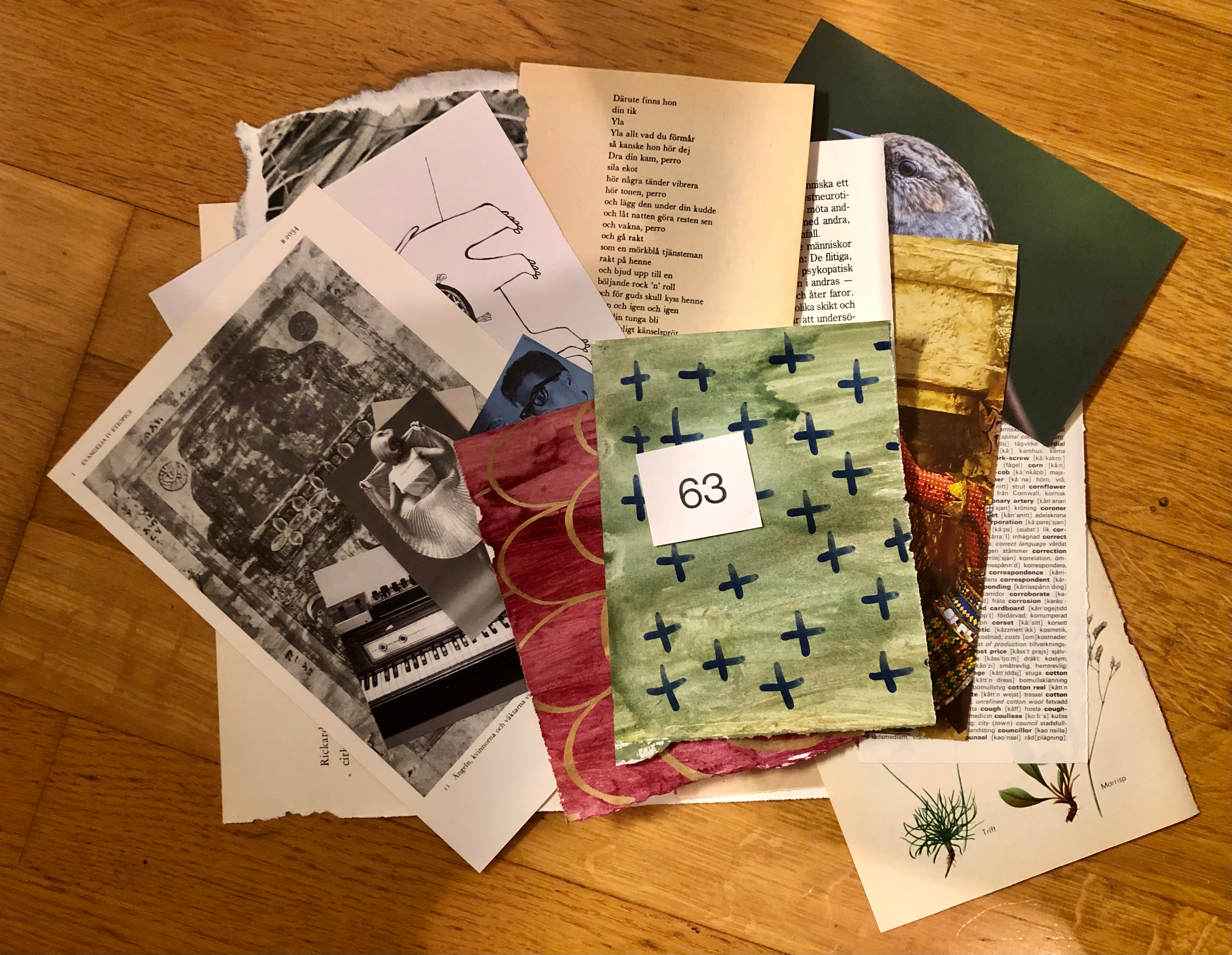 Nr 63. Collage kit för att skapa mixed media, kort, art journaling 