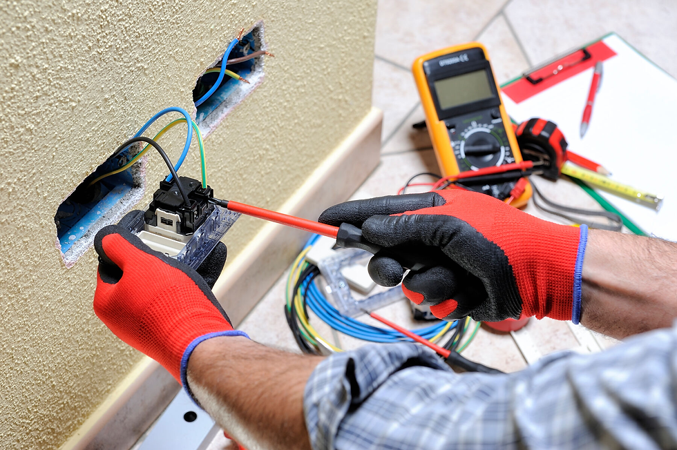 Picture of a licensed electrician repairing or installing a new outlet.