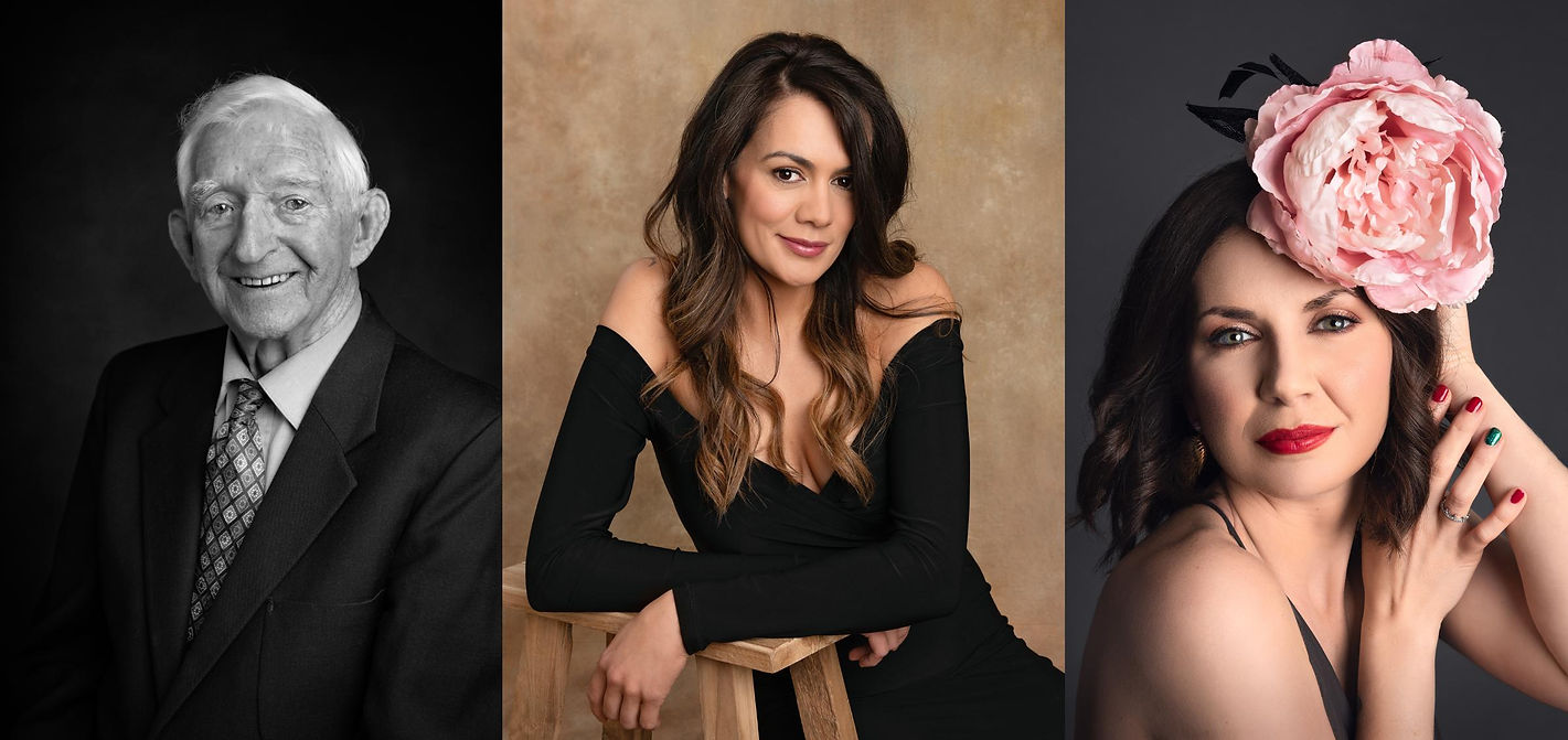Triptych of contemporary portraits featuring a stylish woman in a black fitted dress, captured by Christchurch photographer Kirsten Naomi Photography