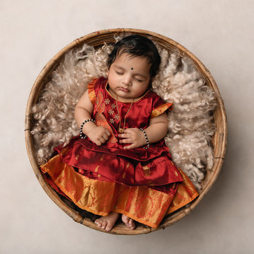 Baby girl in a colourful Indian dress and jewellery by Christchurch Baby Photographer Kirsten Naomi Photography