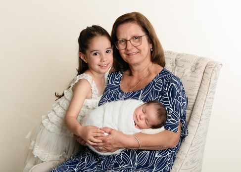 Little girl with her newborn baby sister and Grandmother by Christchurch Newborn Photographer Kirsten Naomi Photography