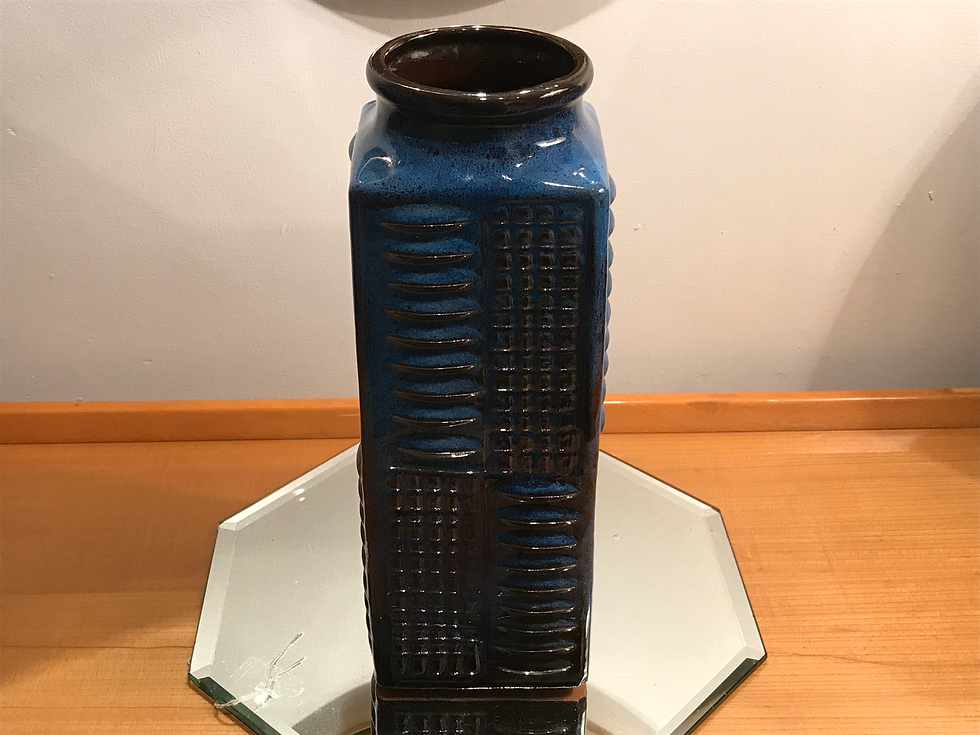 Thumbnail: SOLD - Unusual Rare Blue Tall West German Vase By Carstens 1960