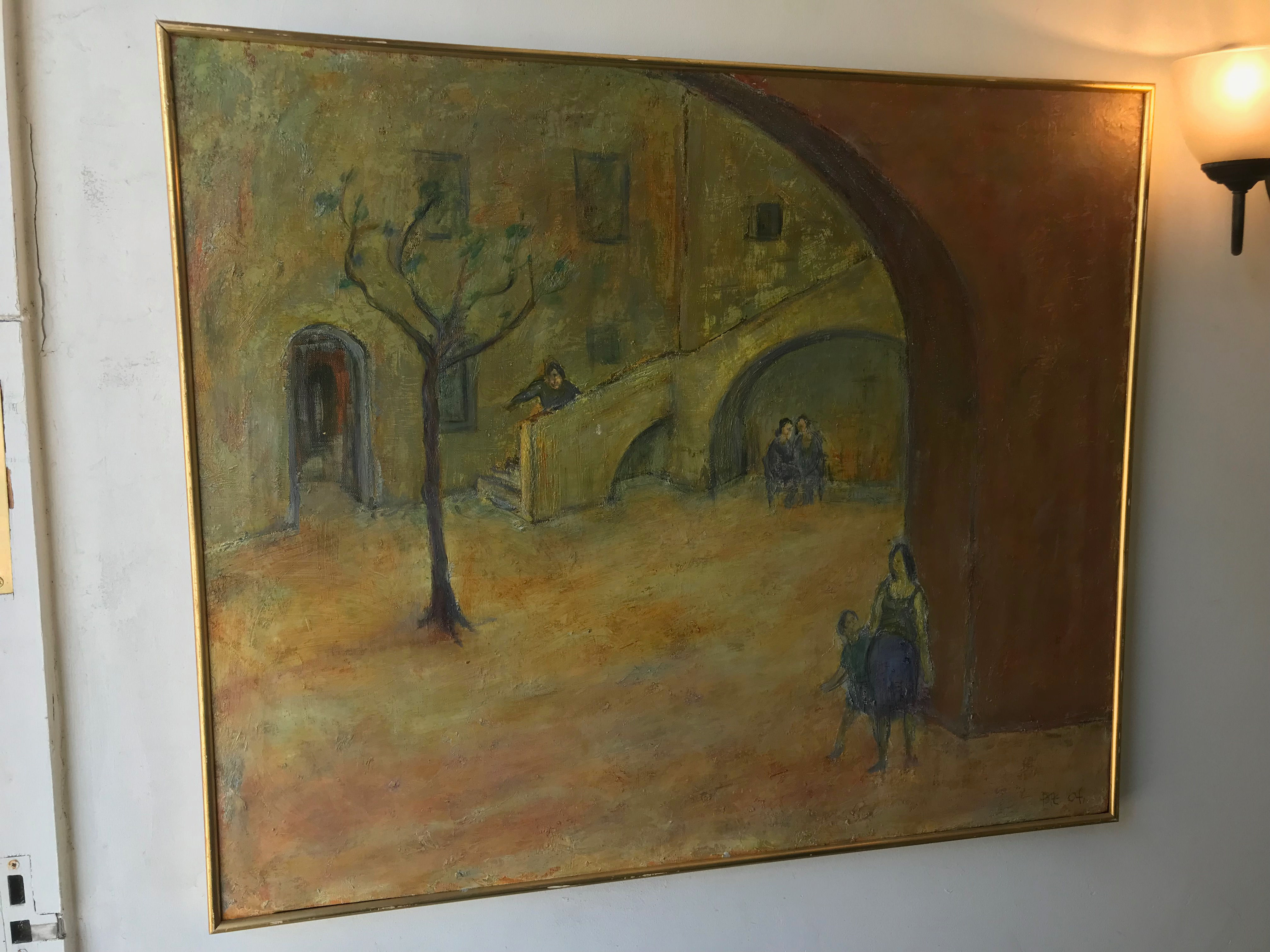 SOLD - Large French 1960 Oil Painting On Canvas Signed & Dated