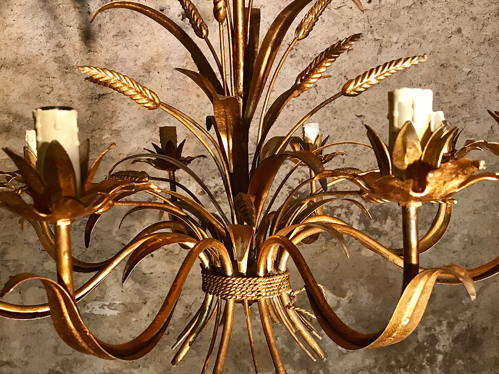 Thumbnail: Eight-Branch Gilt Wheatsheaf Chandelier