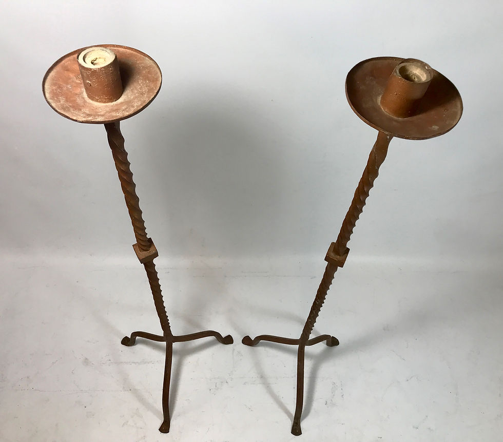 Thumbnail: Pair of Wrought Iron Church Floor Candlesticks