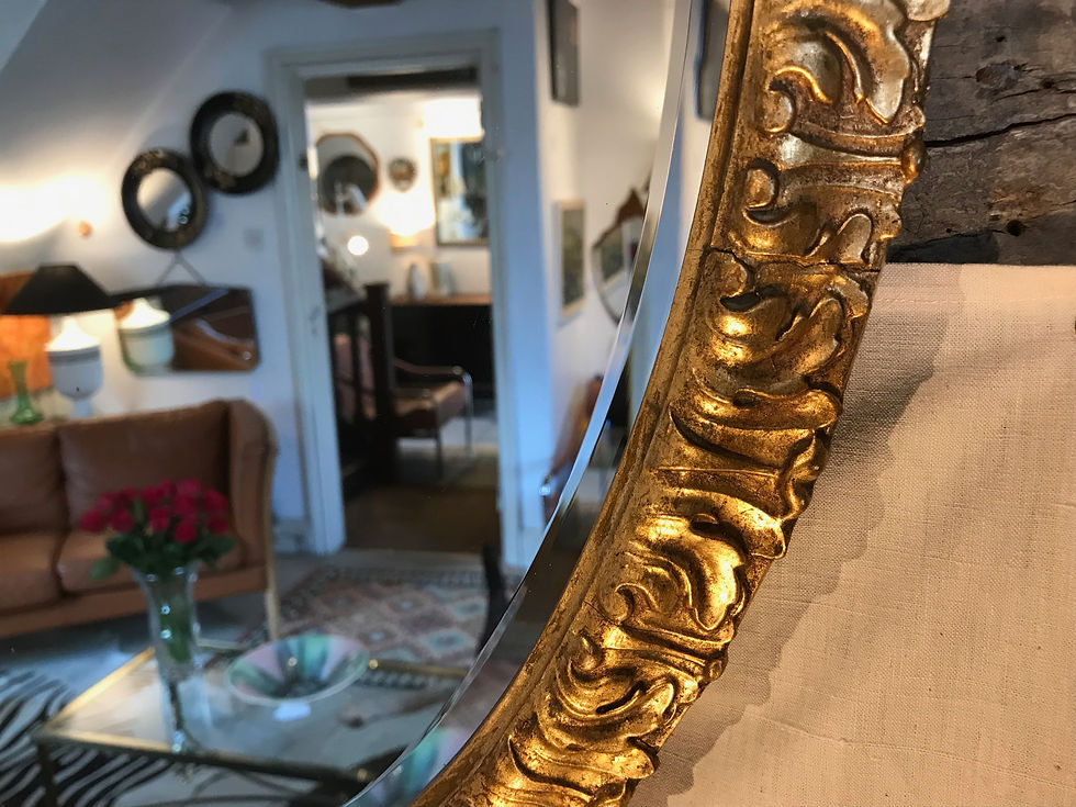 Thumbnail: SOLD - Beautiful 19th C Carved & Gilded Framed Oval Bevelled Mirror