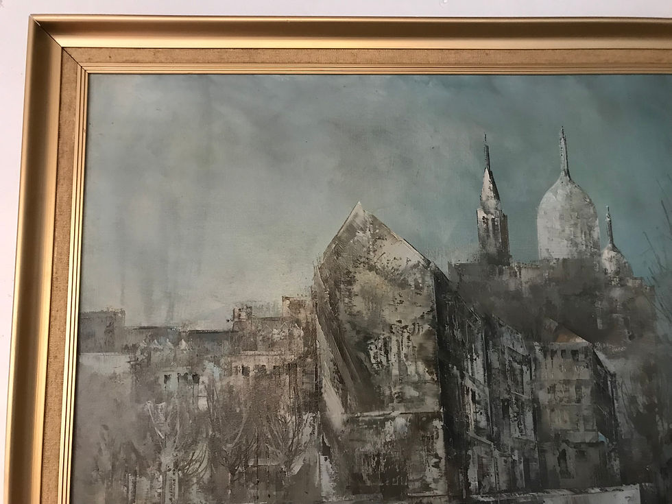 Thumbnail: SOLD - Signed Mid Century Oil Painting On Canvas Of Sacre Coeur Basilica Paris