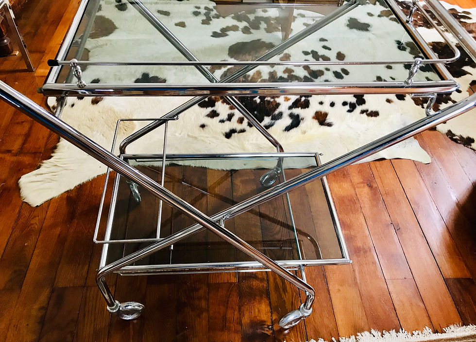 Thumbnail: Auto-Folding Trolley in Chrome & Grey Glass