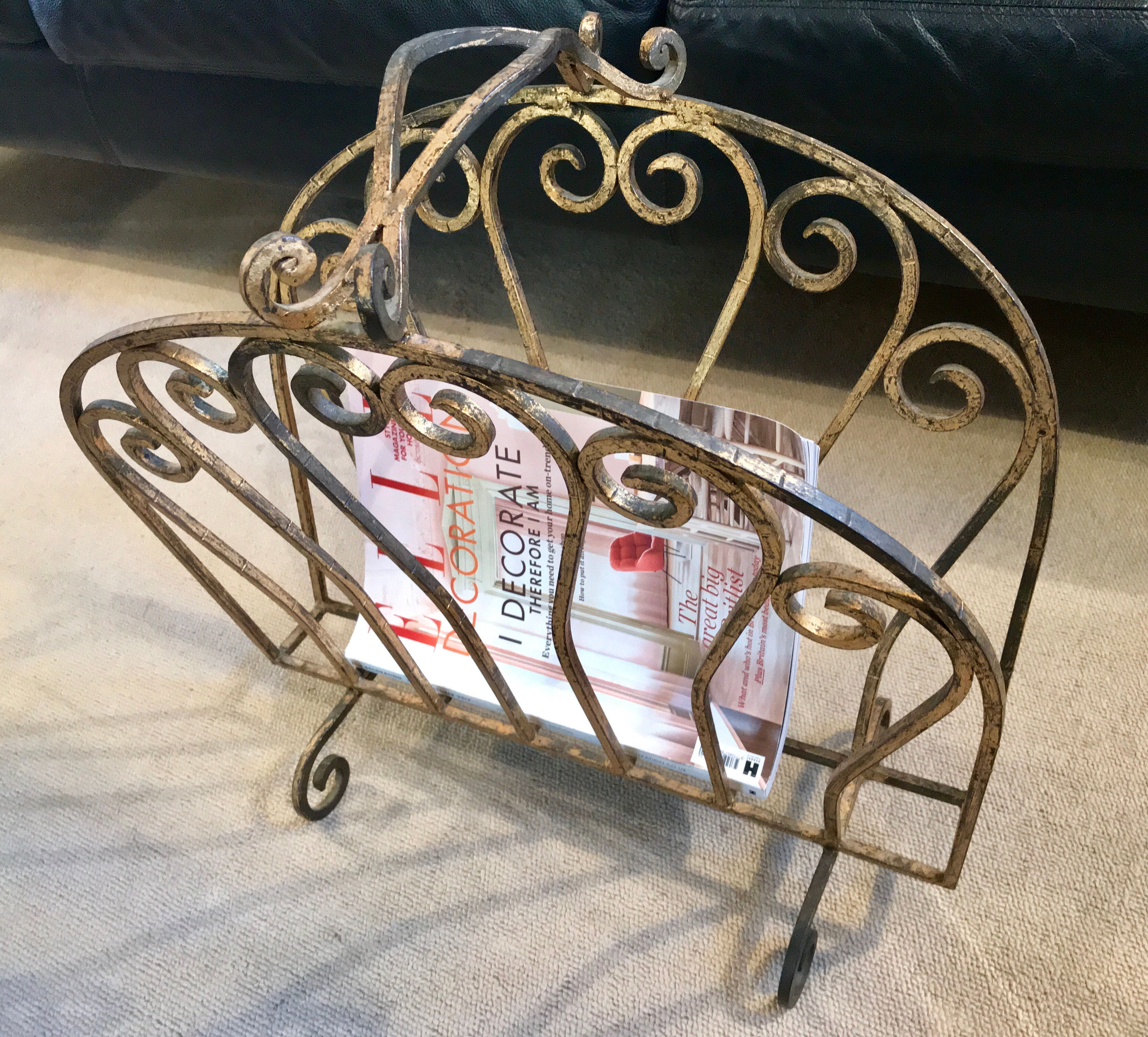 Gilded Wrought Iron Magazine Rack tetbury