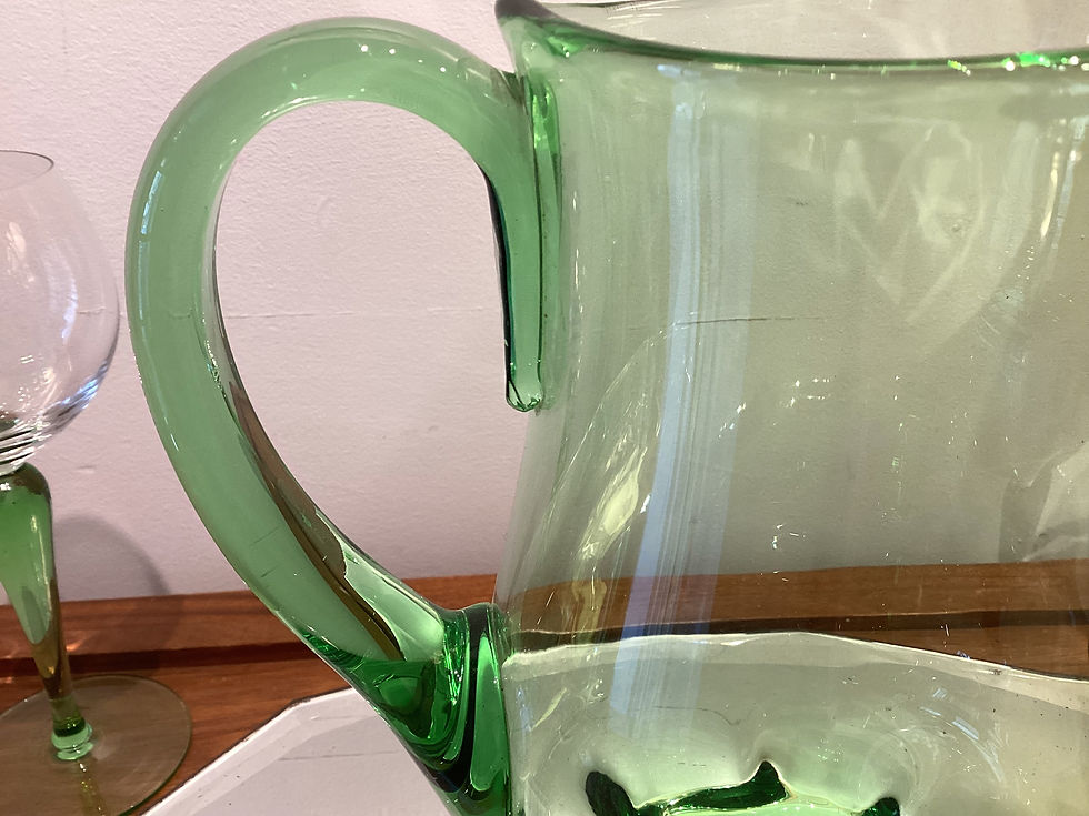 Thumbnail: SOLD - Empoli Green Jug Pitcher Hand Blown Glass Jug (Italy)