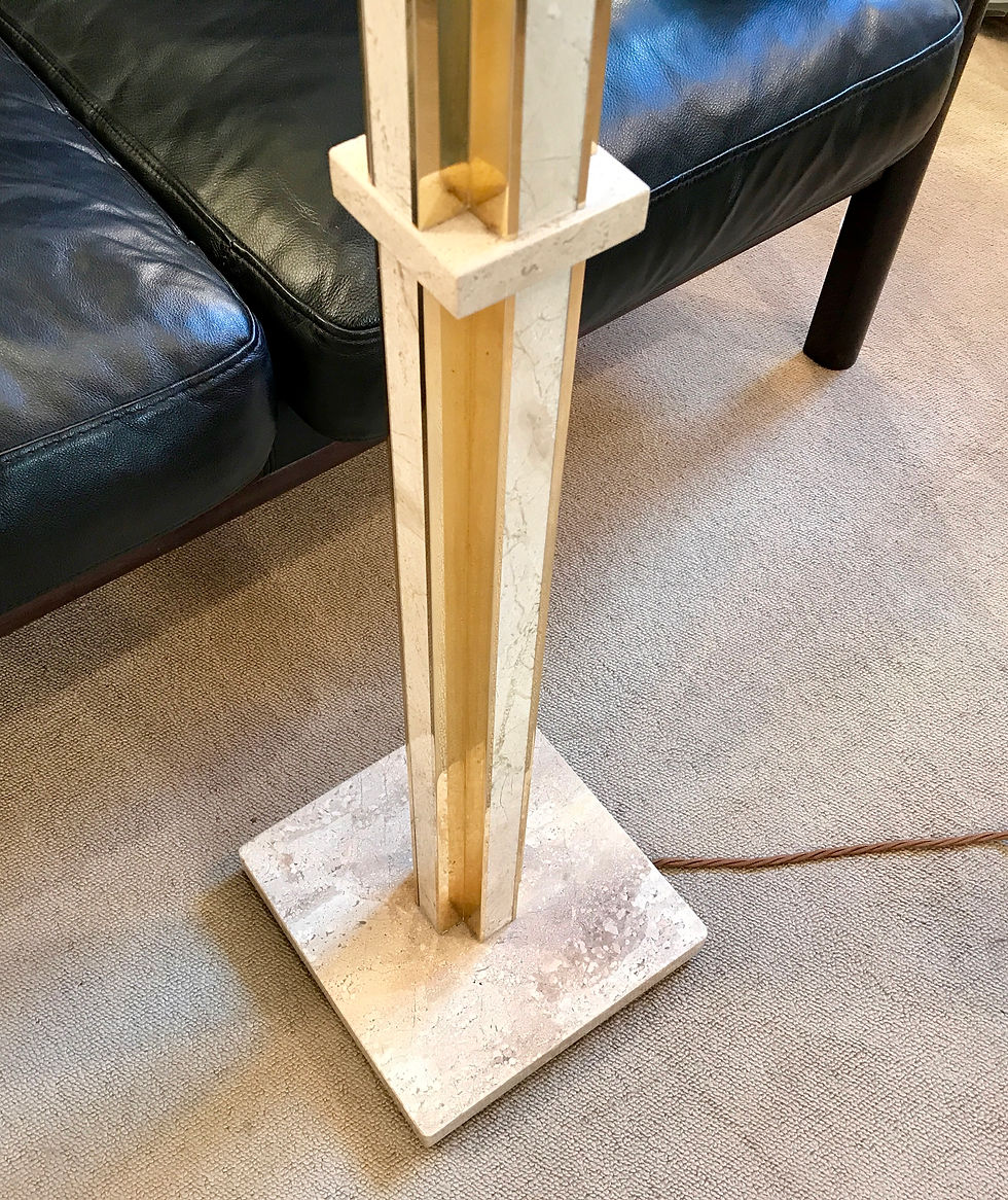 Travertine & Brass Standard Lamp