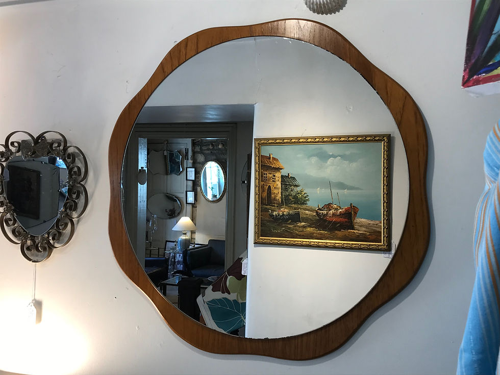 Thumbnail: SOLD - 1960s Solid Teak Wavy Frame Mirror