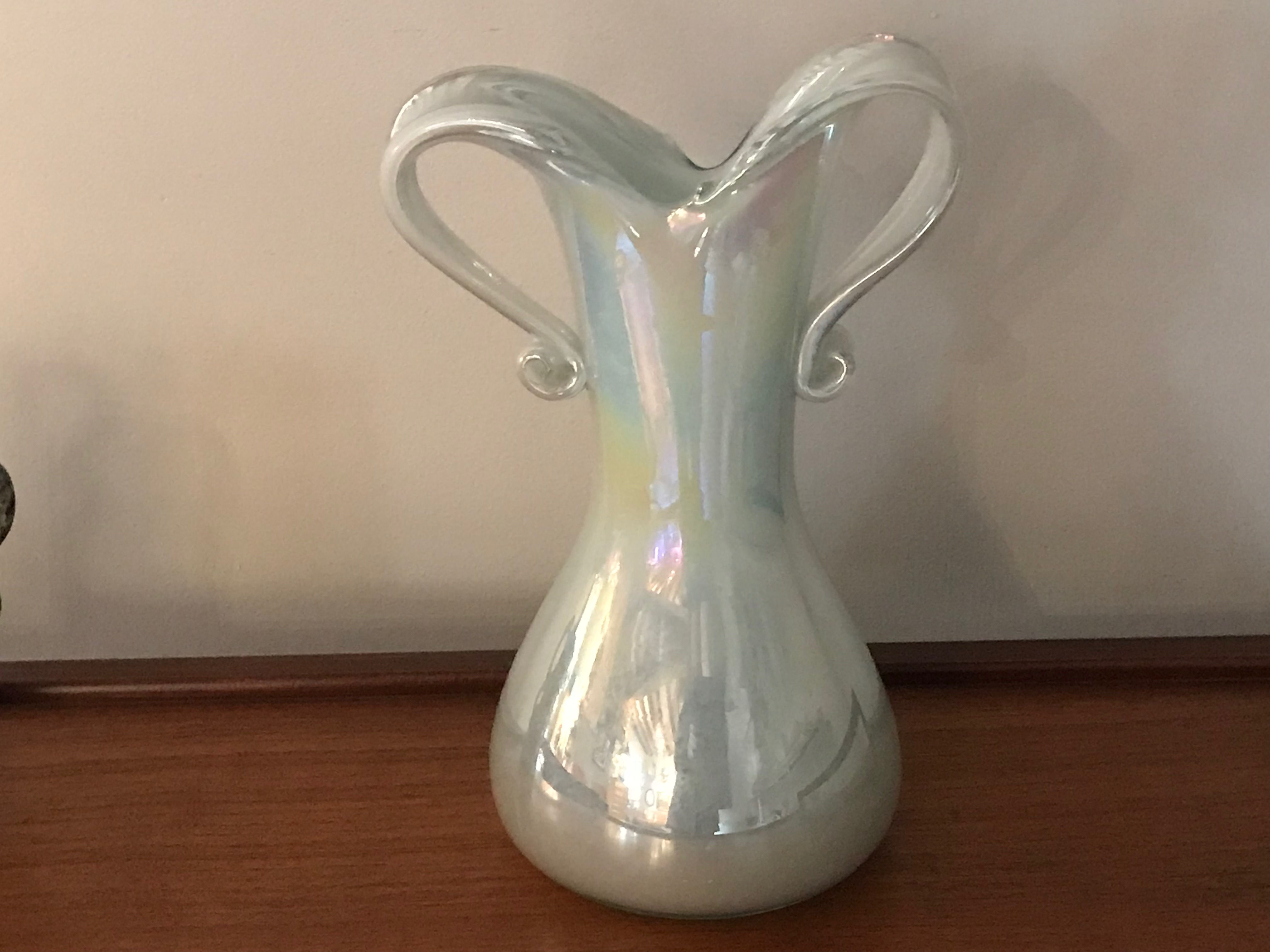 SOLD - Opalescent Pearlesent White Glass Vase 1970