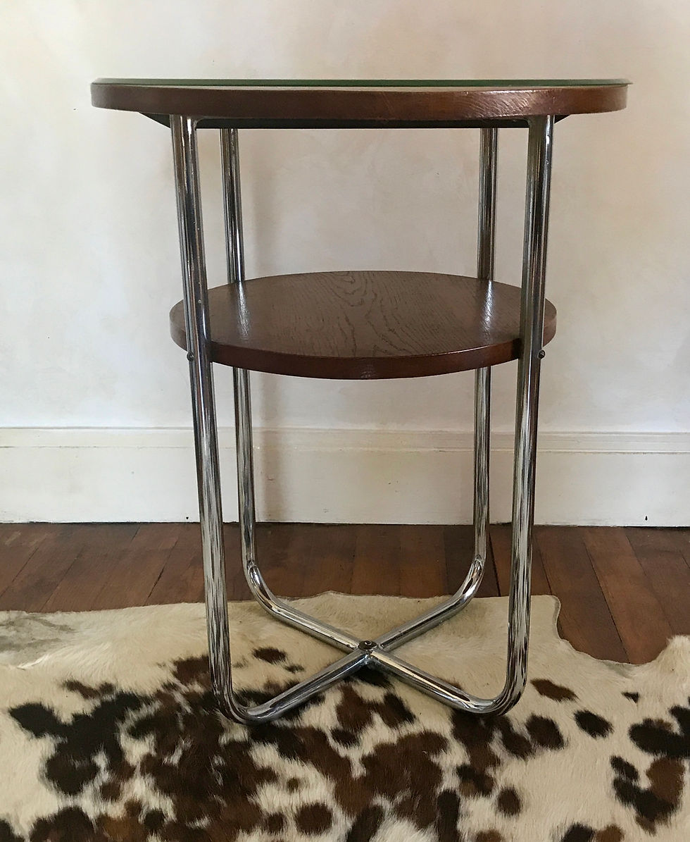 Thumbnail: Two-Tier Table with Round Oak Shelves