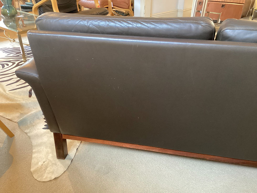 Thumbnail: SOLD - 1970 Danish Dark Brown & Beach Wood Leather Sofa