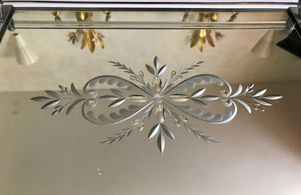 Thumbnail: Heavy Mirror Tray with Glass Handles.