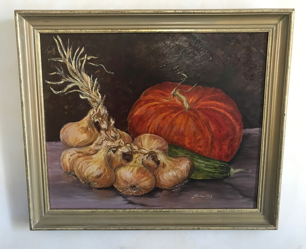 Still Life, Pumpkin Garlic & Courgette