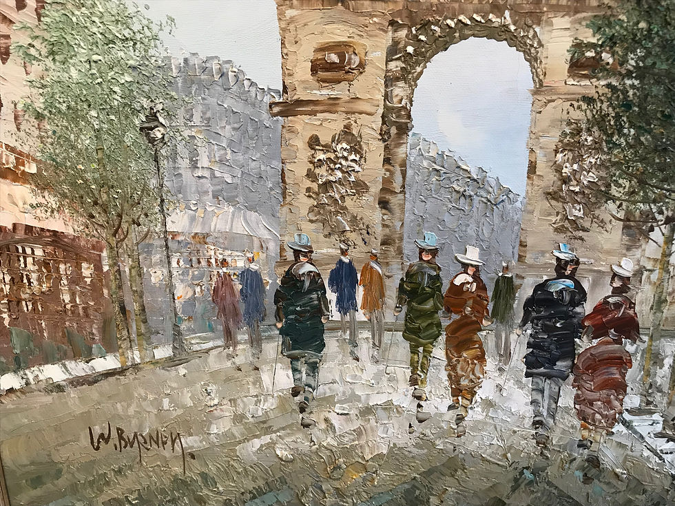 Thumbnail: SOLD -Beautiful Oil Painting On Canvas Of Paris Arc De Triomphe Signed W.Burnley