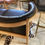 Thumbnail: SOLD - Unsual Mid Century Danish 2 Seater Black Leather With Beach Frame