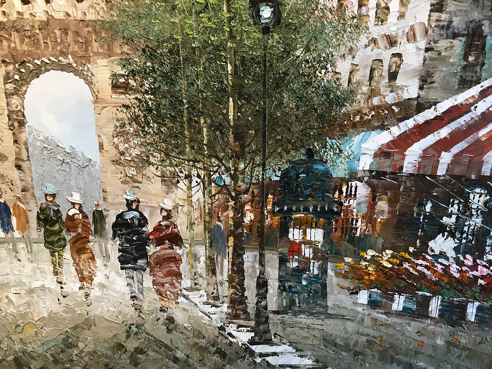 Thumbnail: SOLD -Beautiful Oil Painting On Canvas Of Paris Arc De Triomphe Signed W.Burnley