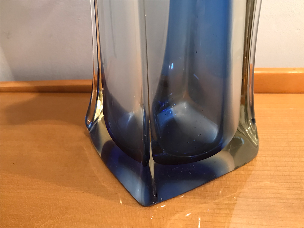 Thumbnail: SOLD - Large 1950 Art Glass Vase Murano Blue and White