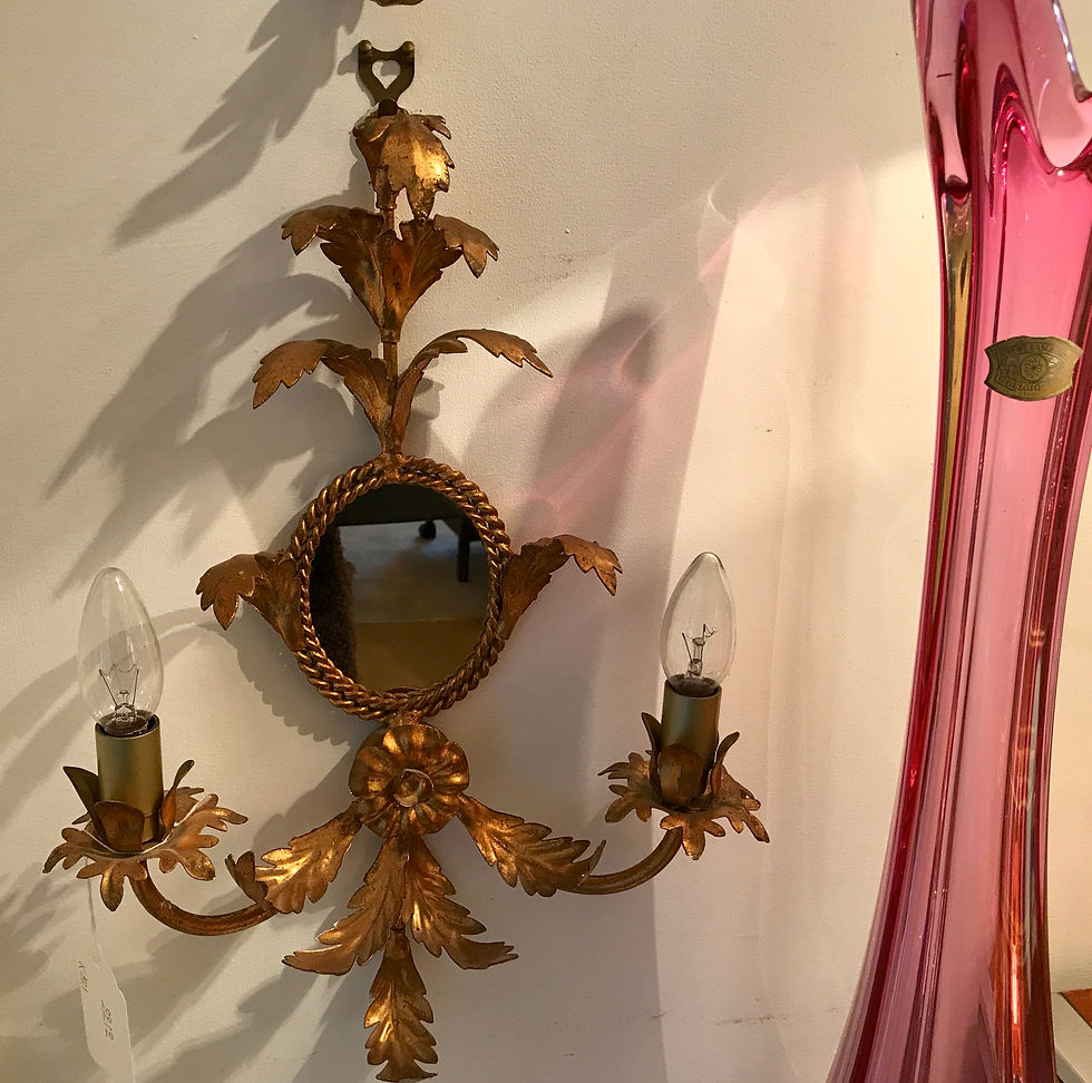 Thumbnail: Pair Gilt Metal Appliques with Oval Mirrors