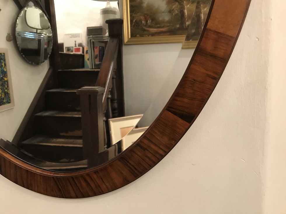 Thumbnail: SOLD - Beautiful Large Oval Rosewood Mirror bevelled 1940