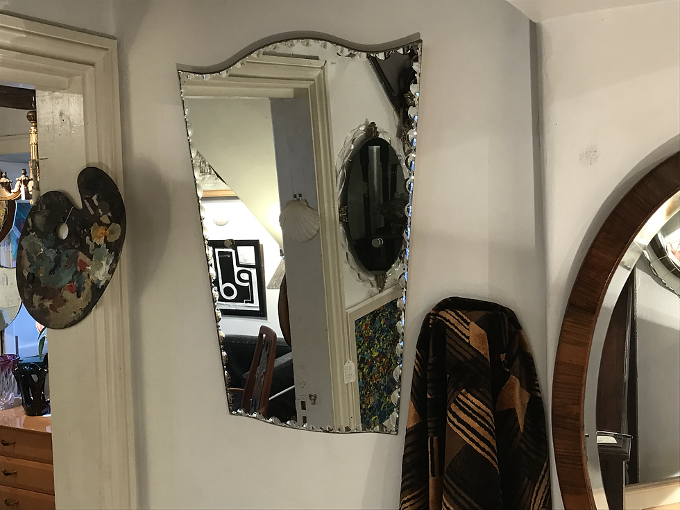 Thumbnail: SOLD - French Shield Shape Bevelled Mirror 1940