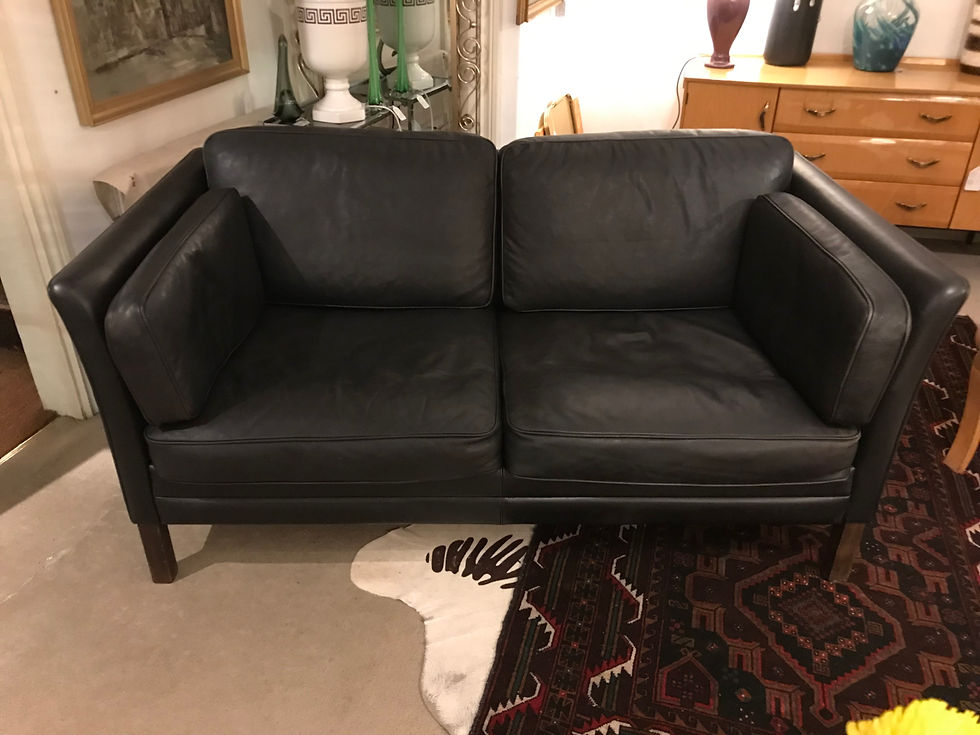 Thumbnail: SOLD - Great Mid Century Danish Black Leather Sofa By  Mogens Hansen