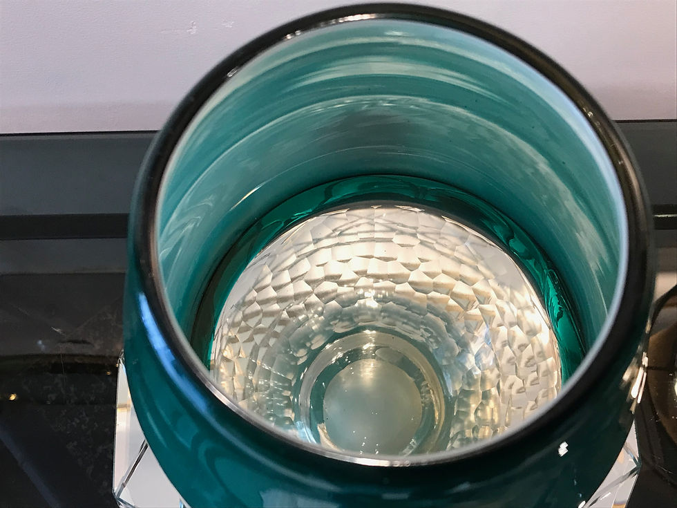 Thumbnail: SOLD - Rare Art Glass Sommerso Green With Textured Clear Large Vase Italian