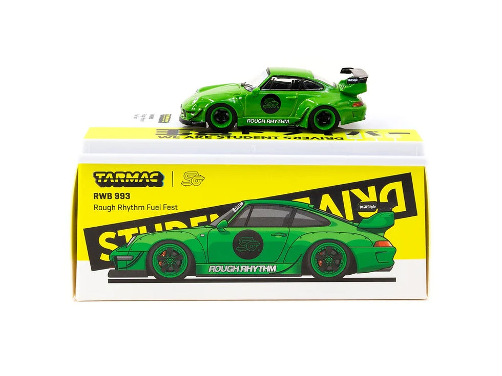 Miniatură: Tarmac Works 1/64 Porsche RWB 993 Rough Rhythm Fuel Fest Student Driver, green