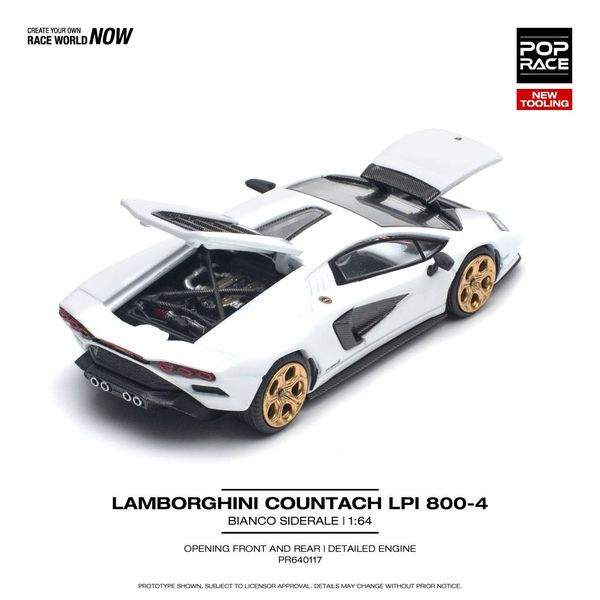 Miniatură: Pop Race 1/64 Lamborghini Countach LPI 800-4, bianco siderale