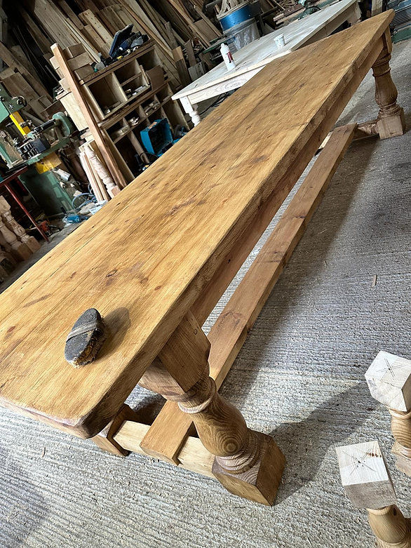 Thumbnail: Large rustic reclaimed pine refectory dining table, 10.5ft x 3ft, handmade from solid timber.