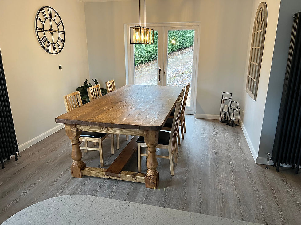 Thumbnail: Handmade Reclaimed Pine Refectory Dining Table | 3.6ft Wide