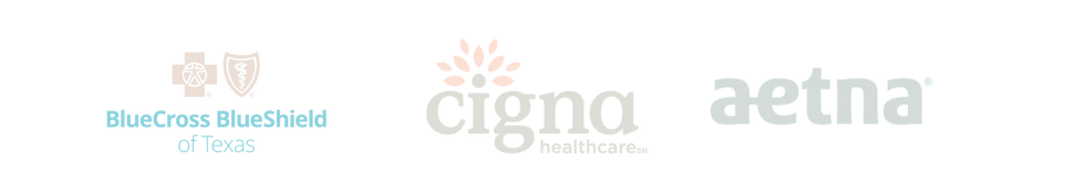 Logos of accepted insurance for Virtual EMDR Therapy in Texas including BlueCross BlueShield of Texas, Cigna, and Aetna.
