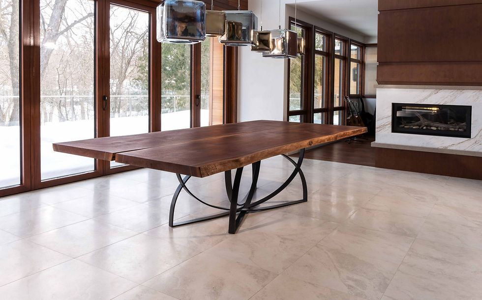 In setting custom live edge dining table