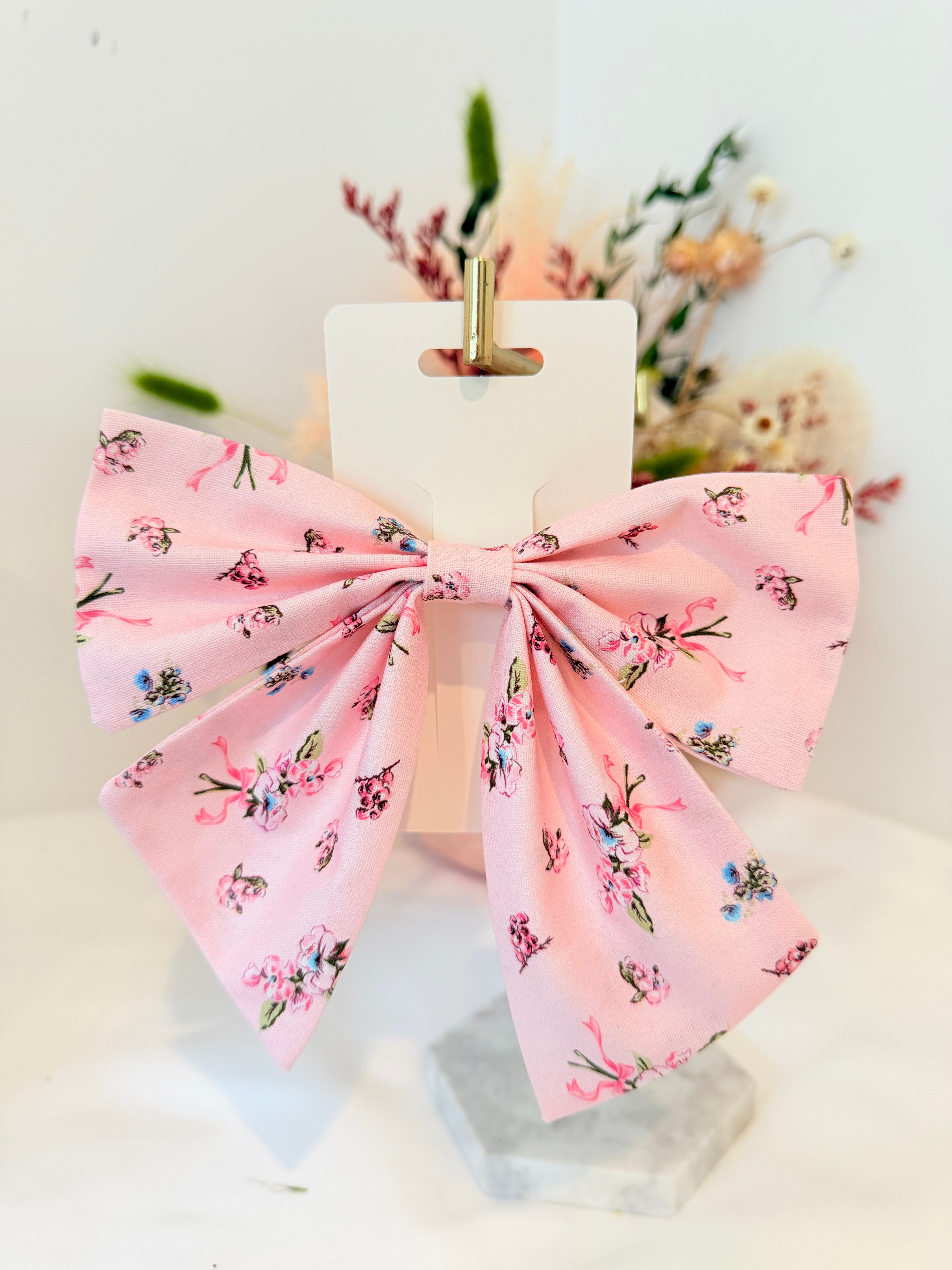 Bow clip - Pink Bows and Flowers