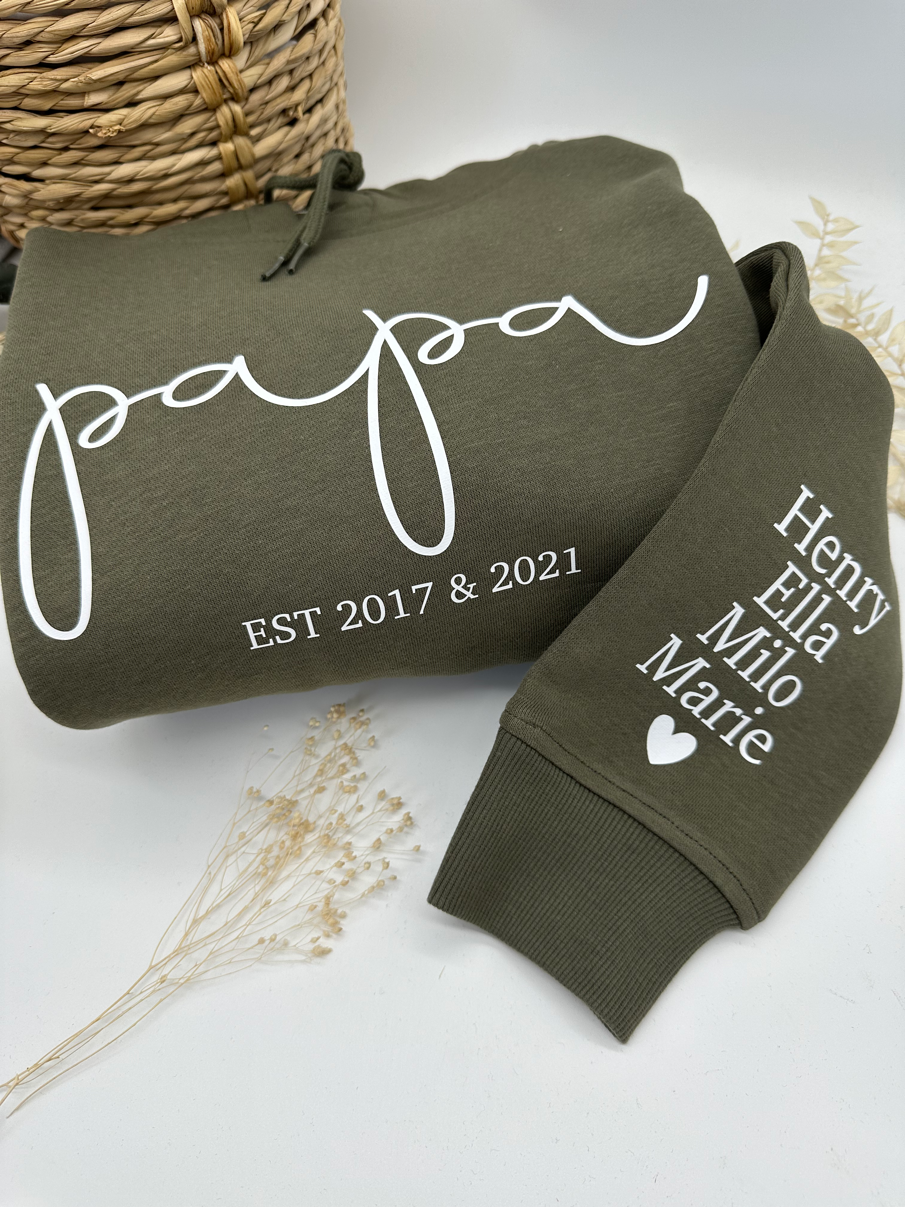 Papa EST mit Ärmeldruck Hoodie