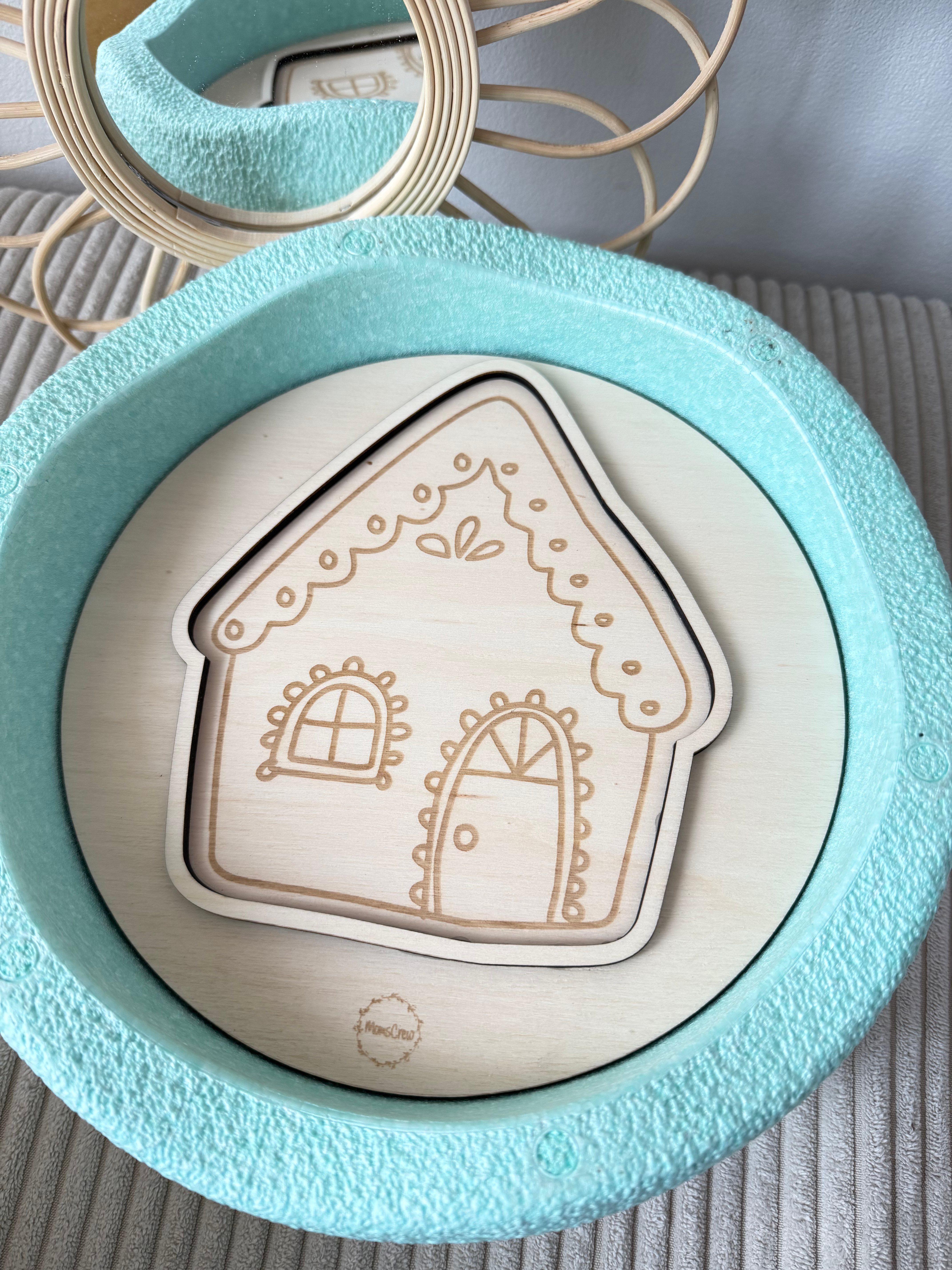 Aktivitätsplatte Lebkuchenhäuschen 3D (Stapelsteine)