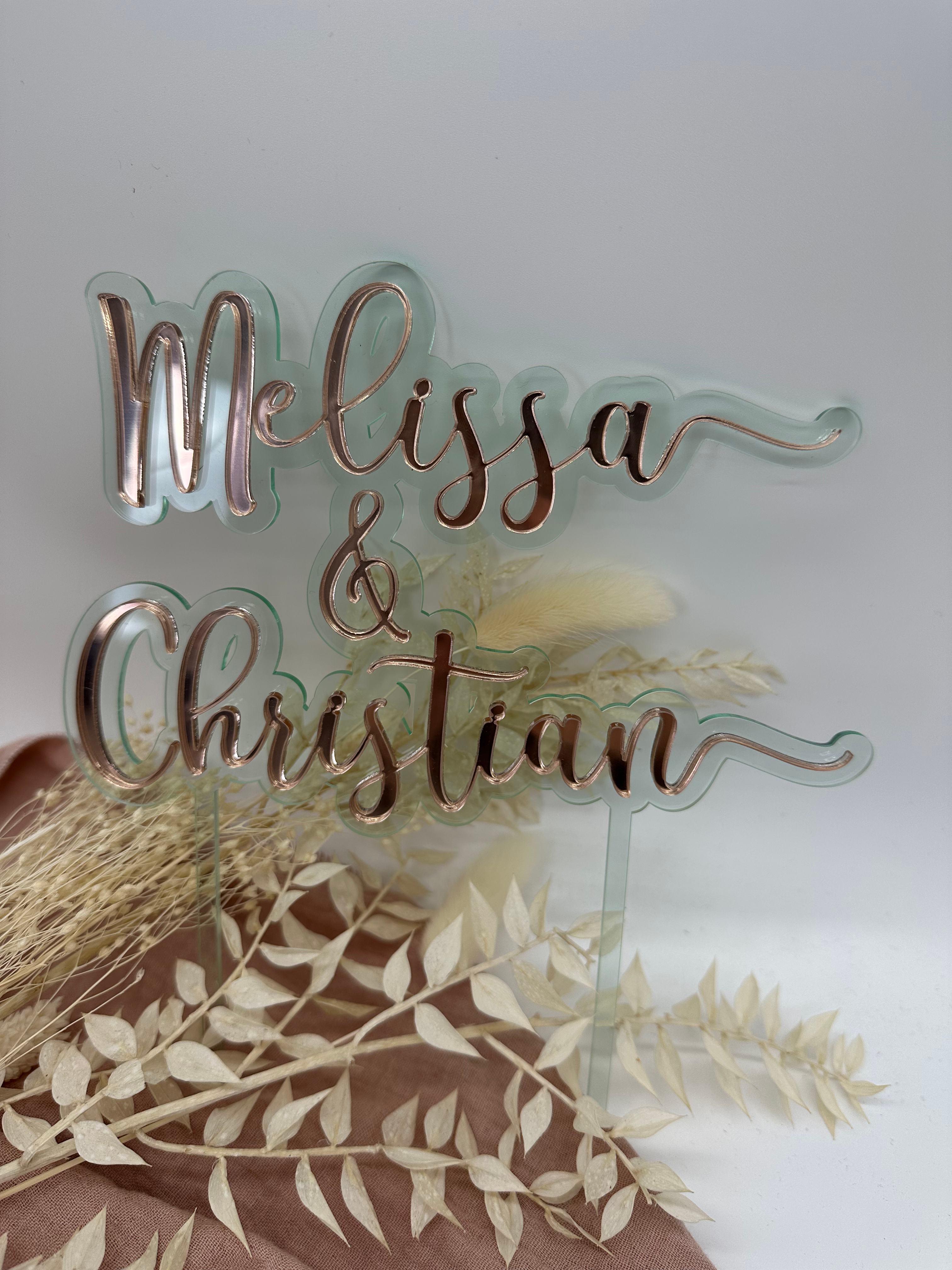 Caketopper 2 Namen aus Acryl