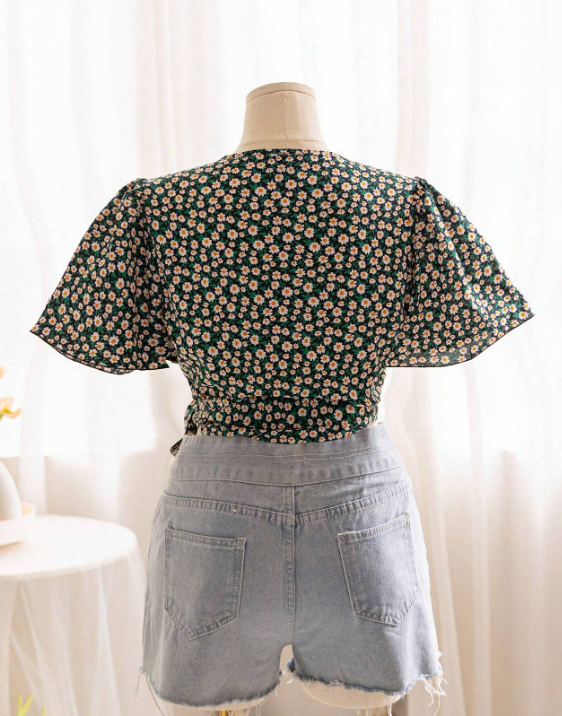 Miniatura: Blusa estamado girasoles manga corta