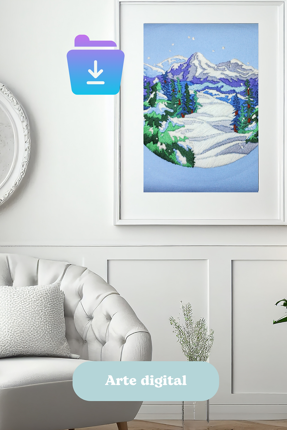 printable winter mountain wall art