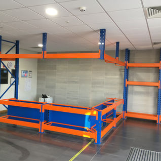 Mild Steel Powder Coated Reception Desk under construction at iForce, Northampton, designed, fabricated, welded and installed by Precision Arc Engineering.