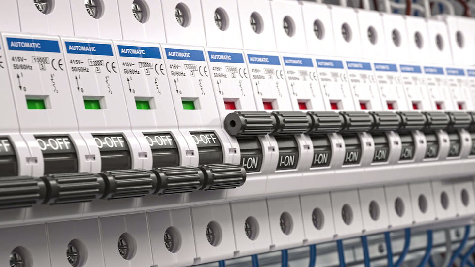 Electrical circuit breakers in fuse box Electricity power switch on off 3d animation 3D Il